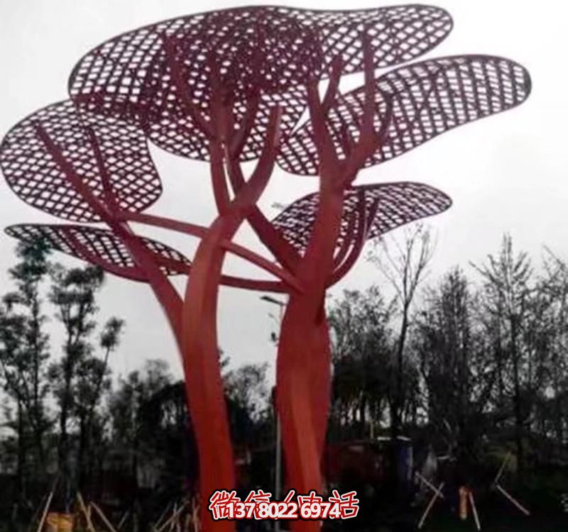 兒童安全游樂園，不銹鋼網格樹雕塑裝置