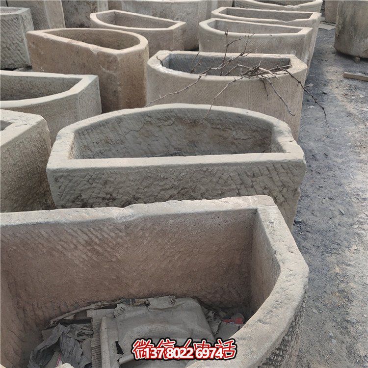 經(jīng)典老石雕，精美大理石槽，美化園林景觀