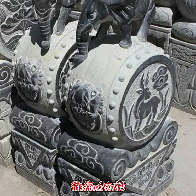 石雕景觀抱鼓雕塑增添庭院別墅戶(hù)外創(chuàng)意氣息