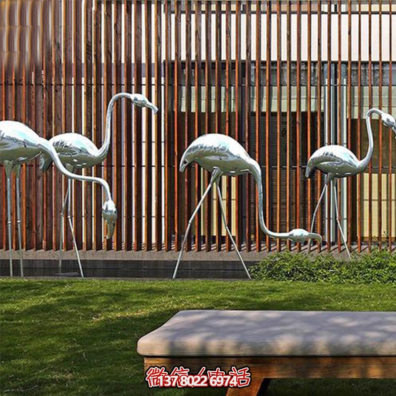 公園休閑裝飾，精美不銹鋼雕塑火烈鳥