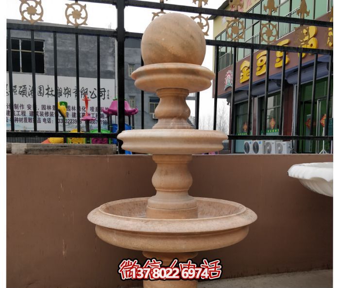 自然之美，多層風水球石雕晚霞紅別墅