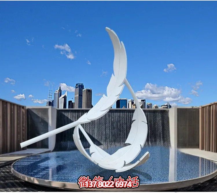 大型不銹鋼鏡面羽毛雕塑，創(chuàng)意園林景觀(guān)裝置