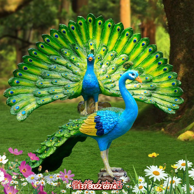 玻璃鋼彩繪孔雀雕塑,為公園草地增添靈動(dòng)之美 玻璃鋼彩繪孔雀雕塑,為公園草地增添靈動(dòng)之美