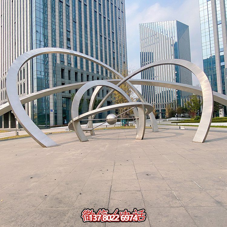 不銹鋼雕塑梅花鹿，現代幾何園林景觀裝飾