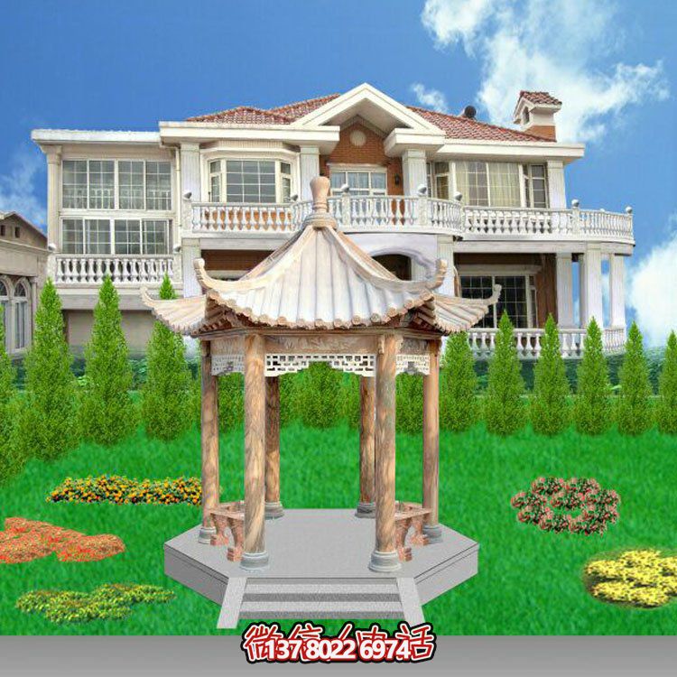 中式風格涼亭，寧靜休息，美景欣賞