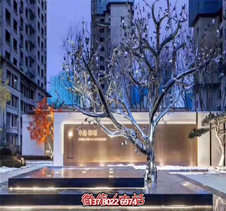 酒店室外裝飾不銹鋼鏡面花樹(shù)雕塑