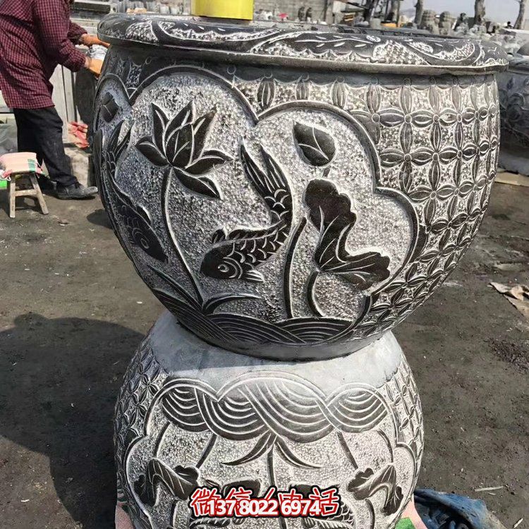 古典中式仿古石雕花盆，為您的庭院增添古風雅致