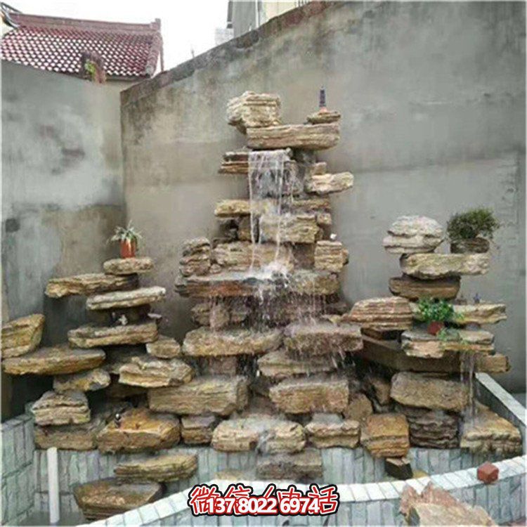 大型立式層流水假山石造景，給你驚艷的室外庭院廣場(chǎng)