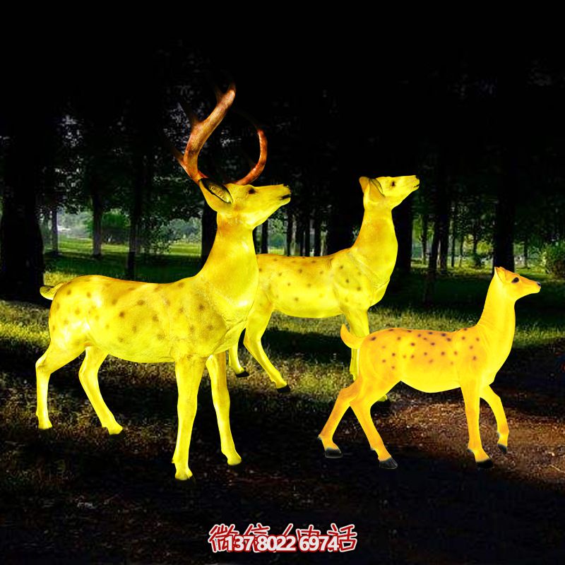 玻璃鋼梅花鹿雕塑照明，點(diǎn)亮夜晚的創(chuàng)意廣場(chǎng)
