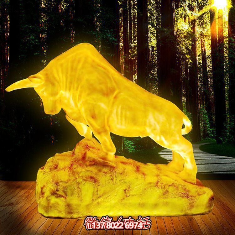 玻璃鋼拓荒牛景觀燈，拓展景區公園草坪環境亮化