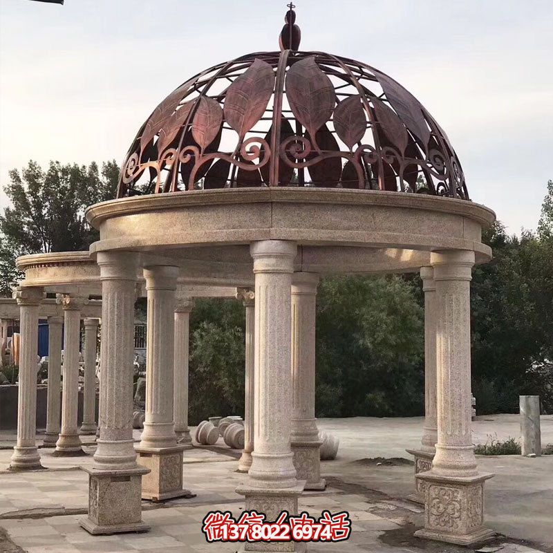 商場戶外擺放大理石羅馬柱樹葉鐵藝歐式休閑涼亭 商場戶外擺放大理石羅馬柱樹葉鐵藝歐式休閑涼亭