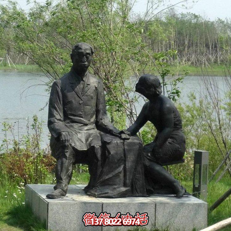 戶(hù)外公園玻璃鋼仿銅園林景觀人物雕塑