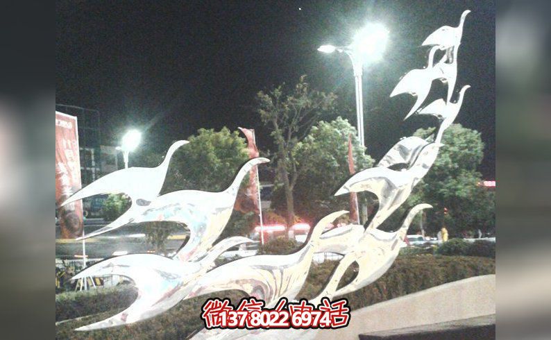 公園不銹鋼白鋼動物大雁雕塑 公園不銹鋼白鋼動物大雁雕塑