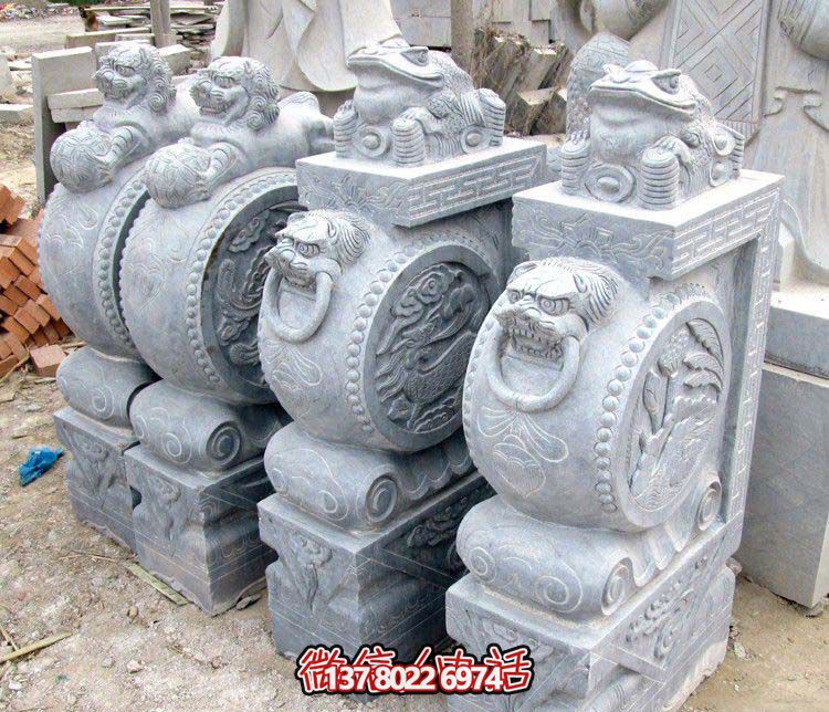 庭院酒店抱鼓石上面的神獸貔貅雕塑 庭院酒店抱鼓石上面的神獸貔貅雕塑