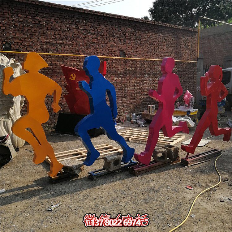 跑步，玻璃鋼剪影抽象人物運動雕塑