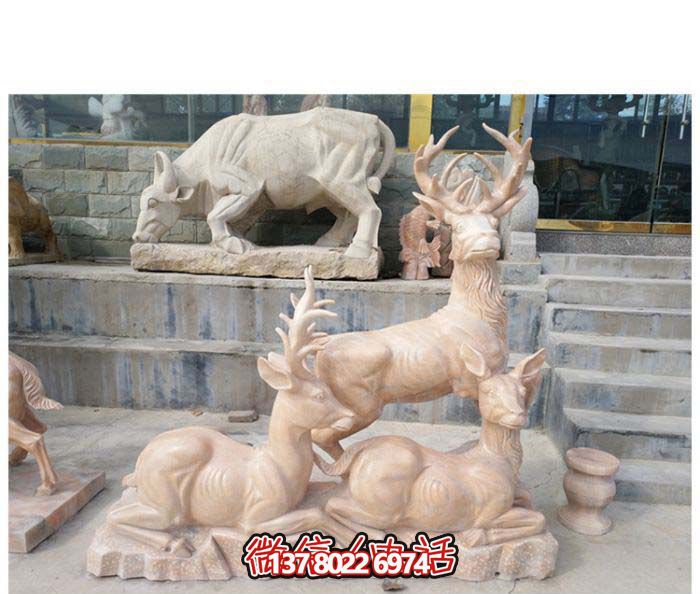 戶(hù)外園林大理石石雕梅花鹿雕塑 戶(hù)外園林大理石石雕梅花鹿雕塑