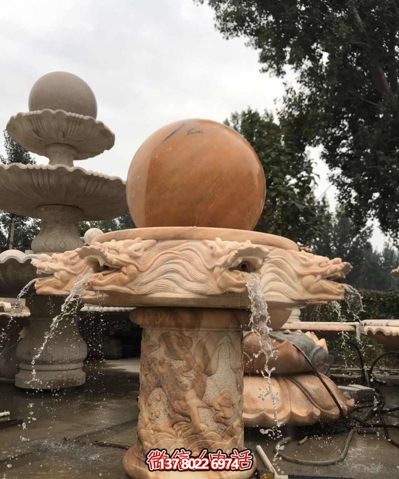 小區(qū)企業(yè)晚霞紅龍頭浮雕風水球石雕 小區(qū)企業(yè)晚霞紅龍頭浮雕風水球石雕