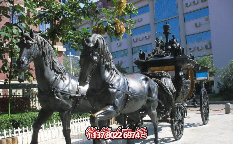 學校景區鑄造青銅馬車雕塑 學校景區鑄造青銅馬車雕塑