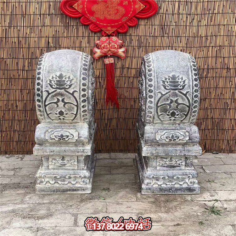青石仿古抱鼓石，大理石古建大門門墩