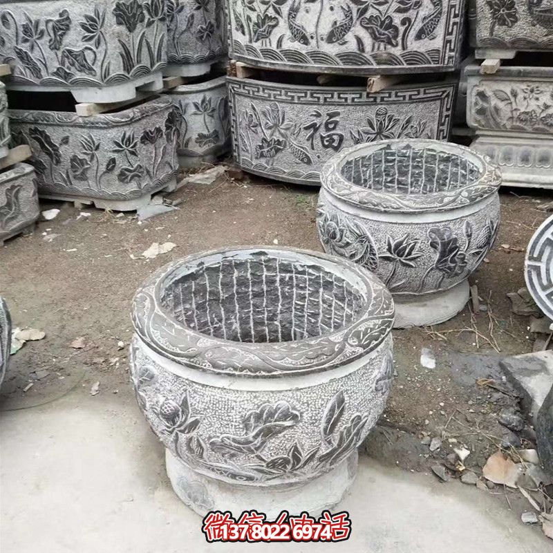 別墅青石石雕浮雕庭院擺件缸雕塑 別墅青石石雕浮雕庭院擺件缸雕塑