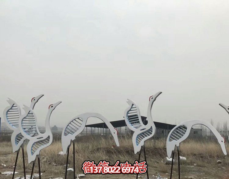 戶外田野不銹鋼抽象仙鶴雕塑 戶外田野不銹鋼抽象仙鶴雕塑